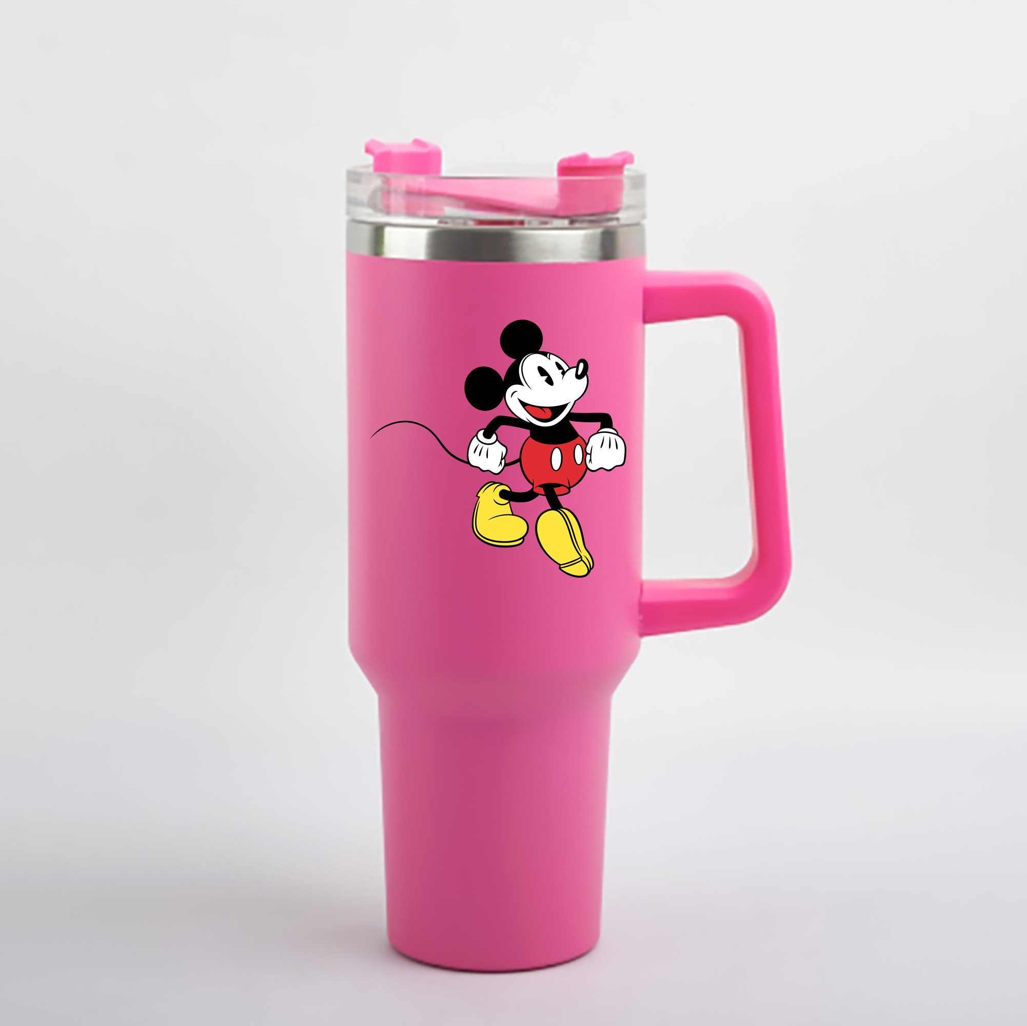 （画像用） ミッキーマウス Mickey Mouse 1200mL車用タンブラー - クリスタルステッカー（プラスチックストロー付き）